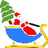 Zeichnung Weihnachtsmann auf dem Schlitten