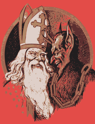 Nikolaus und Krampus (Zeichnung)